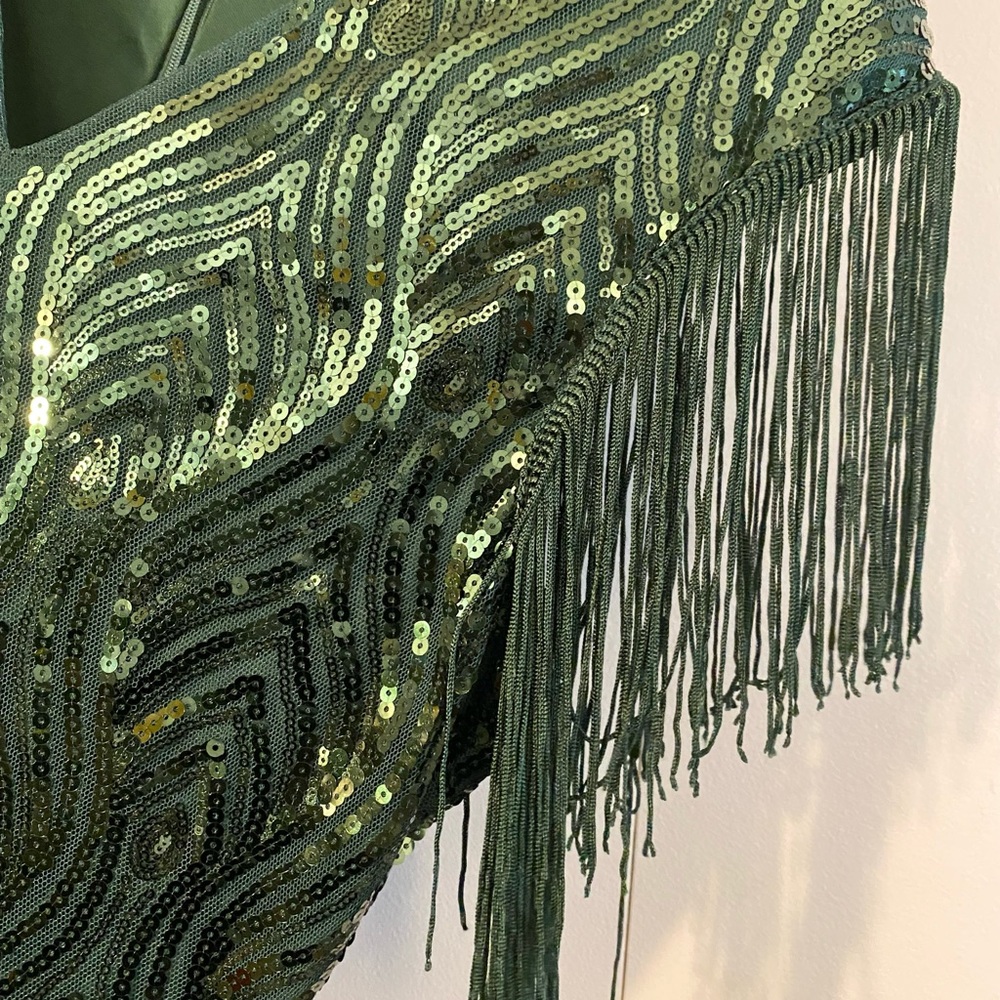 Sequin Bodycon Flapper Style/Fringe Dress (Size M) Ptp 17”-19.5” - Picture 6 of 6